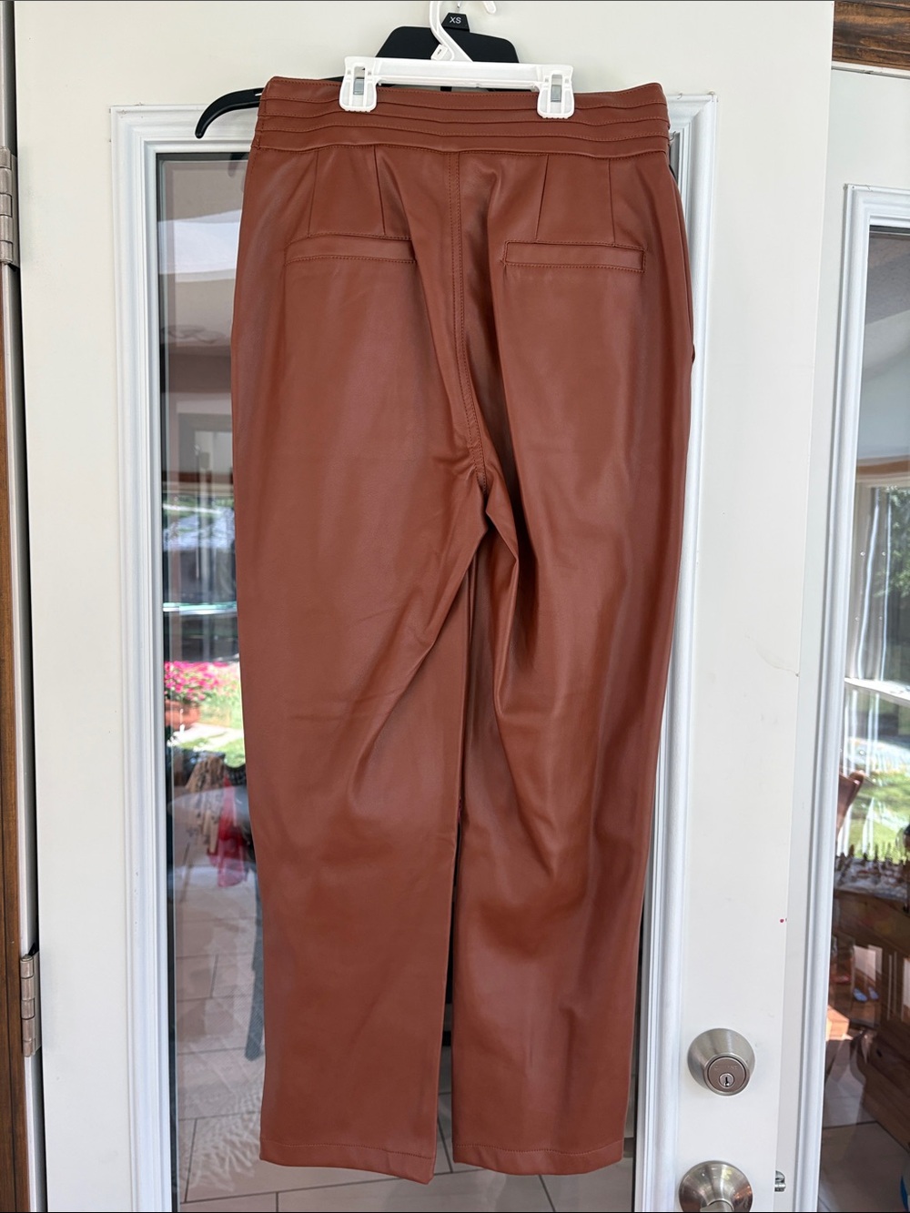 7 For All Mankind cognac Faux Leather Straight-Leg Pants - Picture 2 of 7